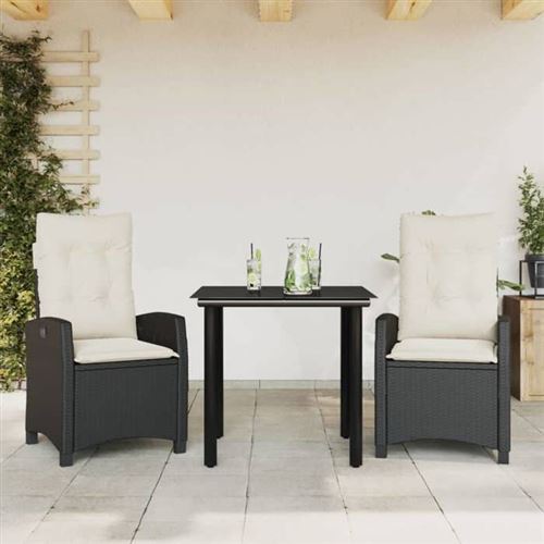VIDAXL - Salon de Jardin - Ensemble 3 pièces - Table et Chaises avec Dossier Réglable - Image 3