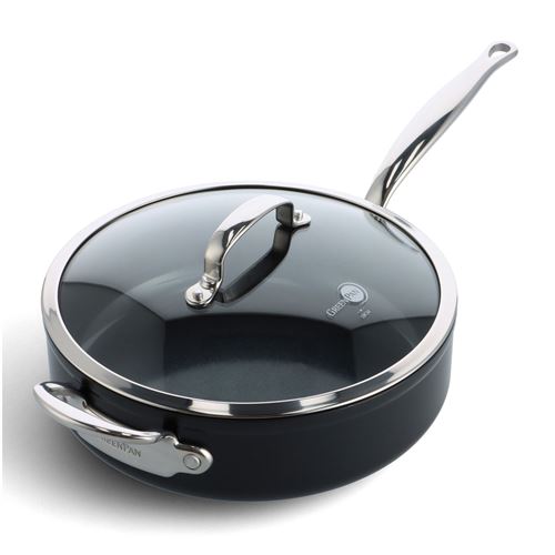 Non Communiqué Noir Sauteuse 28 Cm Aluminium Forgé Revêtement Céramique Avec Couvercle - Barcelona Pro - Greenpan - Céramique