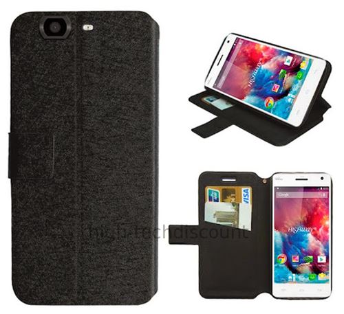 Housse etui coque pochette portefeuille pour Wiko Highway + film ecran - NOIR - htdmobiles