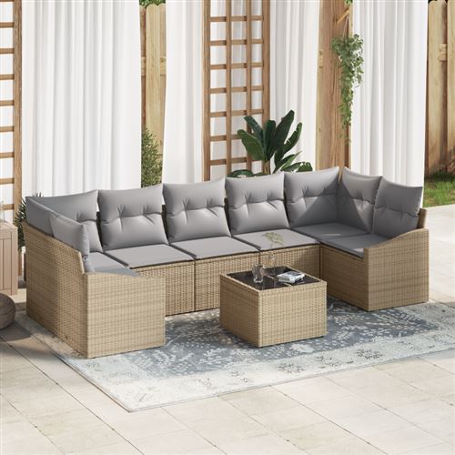 vidaXL Ensemble de Canapés 8 pc Beige et gris polyrotin