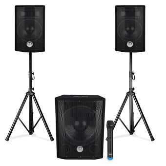 Enceintes, baffle et amplis DJ Ibiza Sound pack sono complet bm sonic  bmx-18215 3200w caisson bi-amplifié + djm250bt-mkii