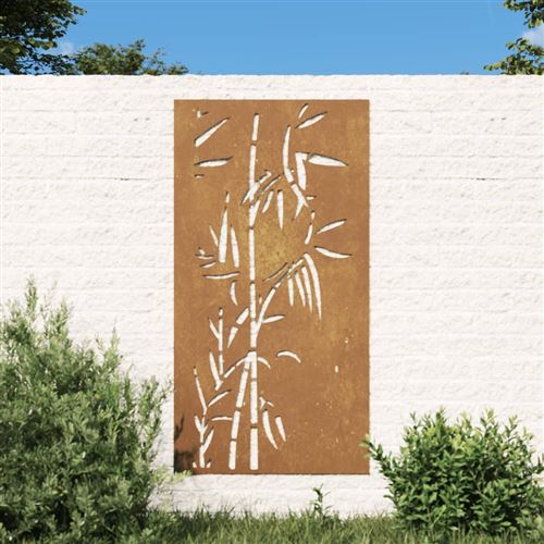 Non Communiqué Brun Vidaxl Décoration Murale Jardin 105X55 Cm Acier Corten Design Bambou, Décoration Murale Extérieure, Art Mural De Jardin, Décoration Murale En Métal