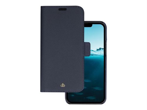 dbramante1928 New York - Étui à rabat pour téléphone portable - cuir durable pleine fleur grainé - bleu Pacifique - pour Apple iPhone 14 Pro Max