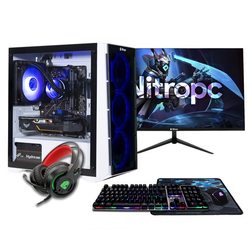 PC Gamer complet Nitropc Pack Gold Plus - AMD Ryzen 5 5600X, RTX 3050 8Go, RAM 16Go, M.2 1To, Win11, WiFi - Écran 24 FullHD et accessoires