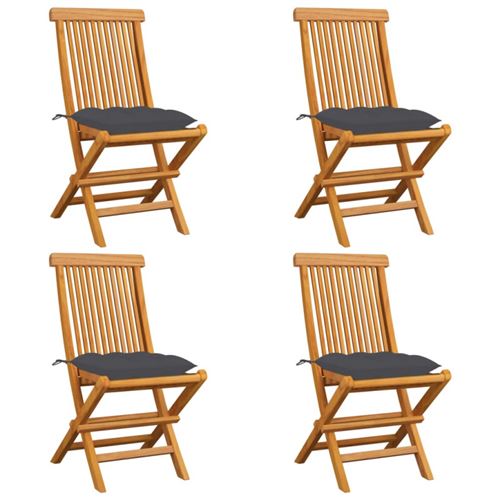 Non Communiqué Anthracite Chaises De Jardin Et Coussins Lot De 4 Bois De Teck