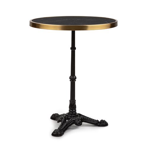 Table de bistrot - Blumfeldt - style Art Nouveau - 57,5 x 72 cm (ØxH) - plateau rond en marbre - Noir & or