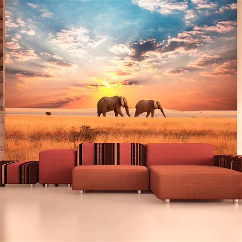 Papier peint - Éléphants de savane d'Afrique 196x154 -