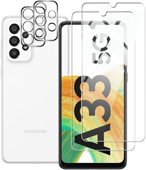 Protection d'écran pour smartphone NOVAGO 4 Films de protection pour Samsung  Galaxy A33 5G [2 écran + 2 objectif]