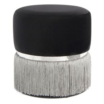 Pouf Rond Bicolore "Rebecca" 44cm Noir & Gris - 1