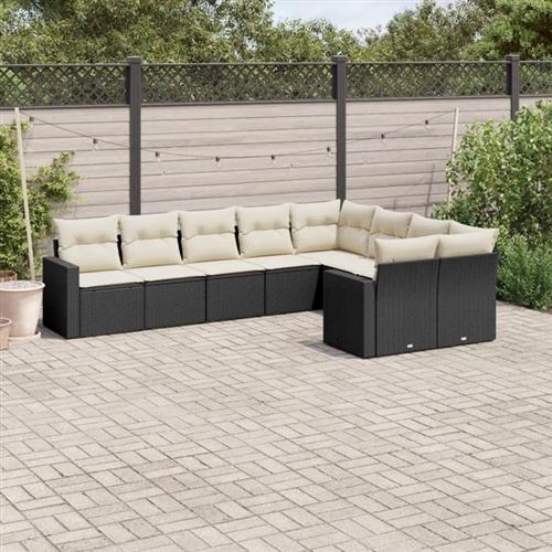 Salon de jardin modulable GENERIQUE noir 9 personnes resine tressee 62 x 62 x 69 cm 9 pieces