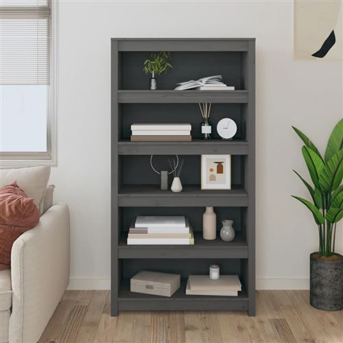 Non Communiqué Gris Vidaxl Bibliothèque 80X35x154 Cm Bois De Pin Massif821691