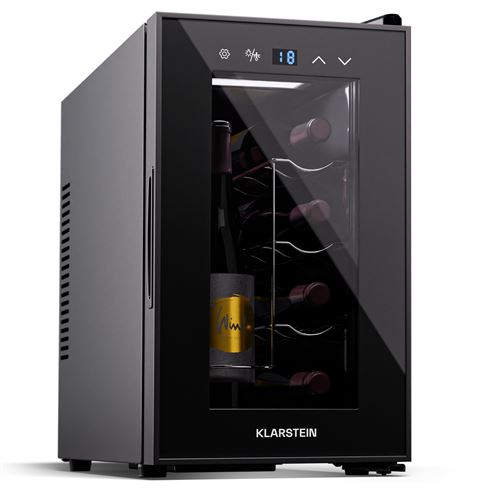 Klarstein Shizar Uno Cave à vin 8 Bouteilles Cave multi-températures 21 L Cave vin Noir