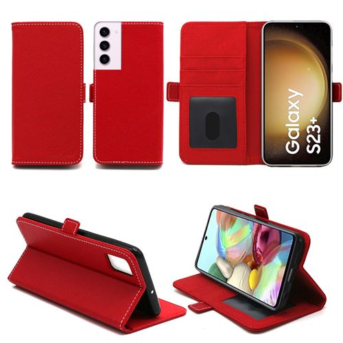 Housse rouge pour Samsung Galaxy S23 Plus / S23+ 5G Etui de Protection Portefeuille à Rabat avec Porte Cartes XEPTIO