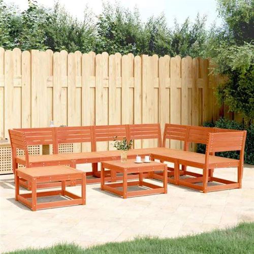 Vidaxl Salon De Jardin 7 Pcs Cire Marron Bois De Pin Massif
