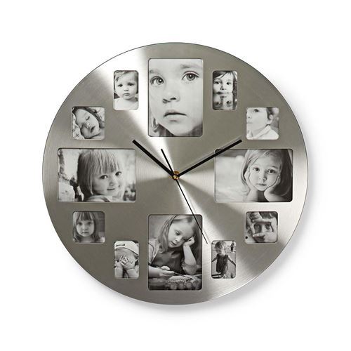 Nedis - Horloge murale - 12 cadres photo - Argent - Image 3