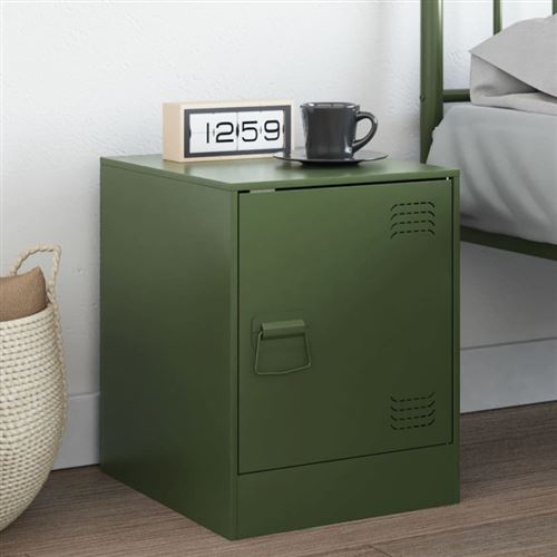 vidaXL - Table de chevet - Acier - Vert - 34,5x39x44 cm - Image 2