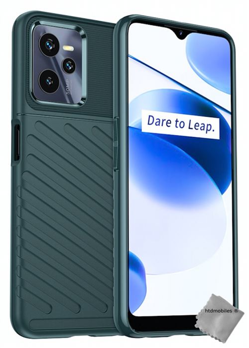 Housse etui coque silicone gel thunder pour Realme C35 / Narzo 50A Prime + film ecran - VERT - htdmobiles
