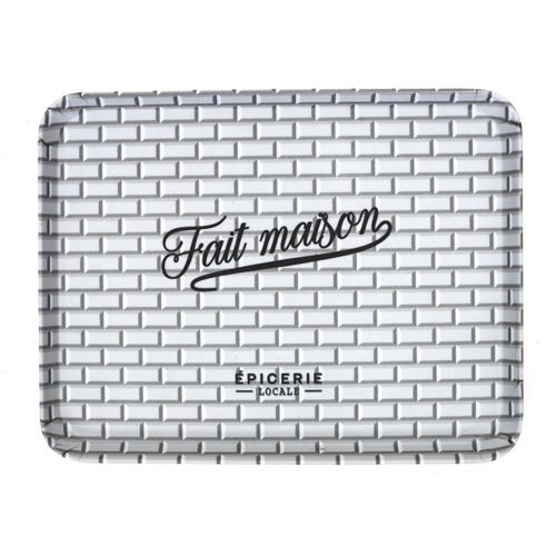Non Communiqué Noir Plateau De Service "Brooklyn" 26Cm & Blanc