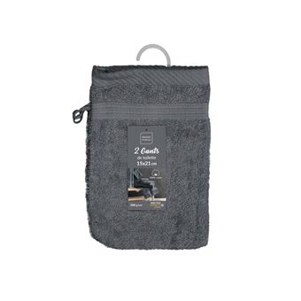 2 Gants de toilette 15x21 cm - 500g/cm² Anthracite - 1