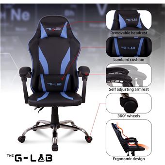 Chaise Gaming ergonomique The G-Lab K-Seat R-Neutron Noir - Chaise gaming à  la Fnac