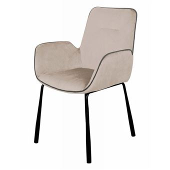 Chaise paris prix interieur non pliable H. 87 cm en fer beige - 1