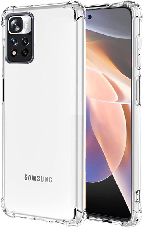 Advansia coque pour Xiaomi Redmi Note 11 Pro+ Transparent 4 Coins Renforce