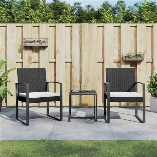 Non Communiqué Noir Vidaxl Ensemble À Manger De Jardin Avec Coussins 3 Pcs Rotin Pp, Ensemble À Manger, Ensemble À Manger D'extérieur, 360206