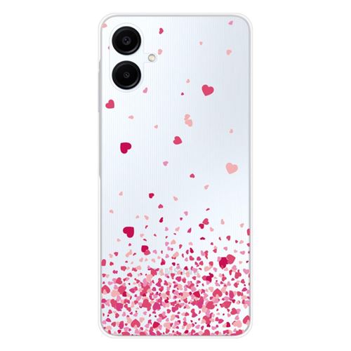 Coque en silicone imprimée compatible Samsung Galaxy A06 Confettis de Coeurs Rose