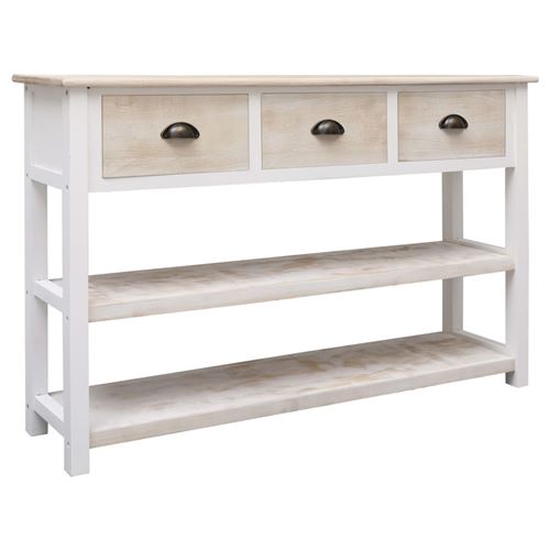 vidaXL Buffet Naturel et blanc 115 x 30 x 76 cm Bois