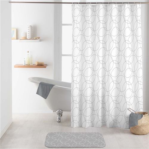 rideau de douche avec crochets 180 x 200 cm polyester imprime eltoni