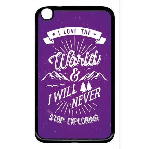Coque samsung galaxy tab 2 p3110 i love the world and i will never stop exploring fond mauve