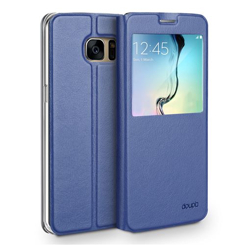 doupi Deluxe FlipCover pour Samsung Note 5, avec fenêtre magnétique Book Style protection écran stand Protecteur d'écran Case, bleu foncé
