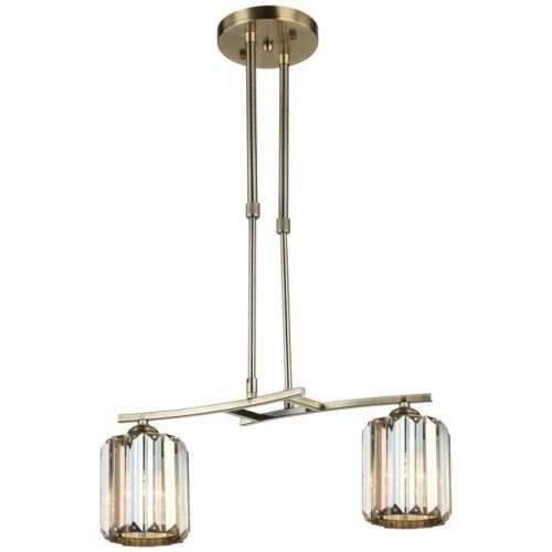HOMEMANIA Lampe à Suspension Derora - Lustre - Lustre de plafond - Cuivre en Métal, Cristal, 15 x 44 x 70 cm, 2 x E27, 40 W