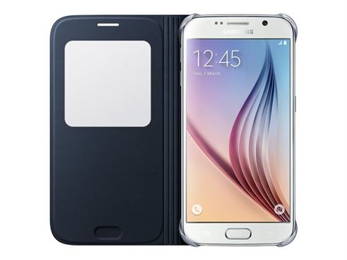 Samsung S View Cover EF-CG920B - Flip cover voor mobiele telefoon - textiel - zwart - voor Galaxy S6