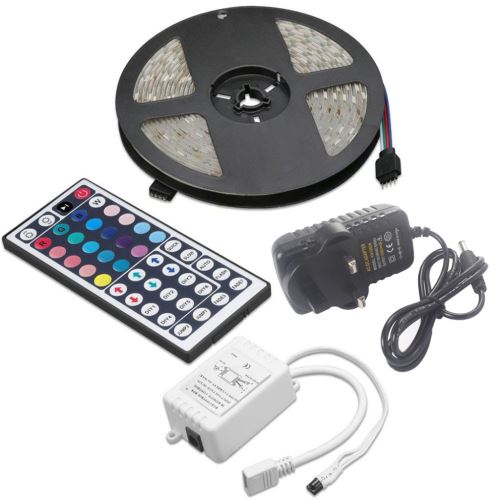 5M Rgb Led 5050 Étanche Bande de Lumière Smd 44 Télécommande Clé 12V Uk Pleine Puissance Kit JJZM571