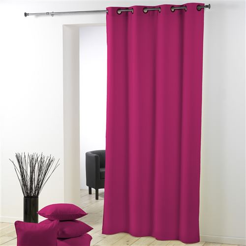 Rideau a oeillets plastique 140 x 260 cm polyester uni essentiel Fuchsia