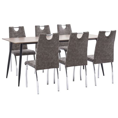 vidaXL Ensemble de salle à manger 7 pcs Marron Similicuir