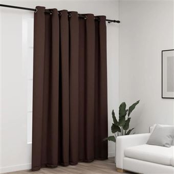 vidaXL Rideau occultant Aspect de lin avec œillets Taupe 290x245 cm321203 - 1