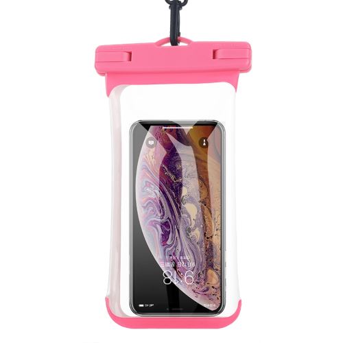 Coque en TPU Universel haute imperméable au toucher avec lanière rose pour votre Apple iPhone Samsung Huawei etc