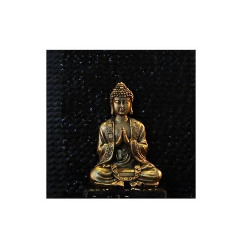 Statuette décorative Bouddha méditation - L 10 x l 5 x H 12 cm - Doré