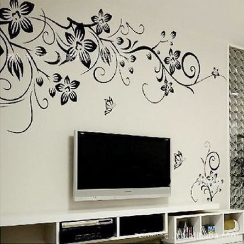 Stickers muraux Art Vine Butterflies amovible - Décor vinyle Decal - Pour fenêtre