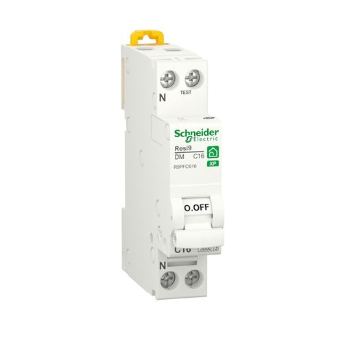 Schneider Electric Noir Disjoncteur Modulaire Resi9 1P+N Courbe C Peignable 16A - R9pfc616