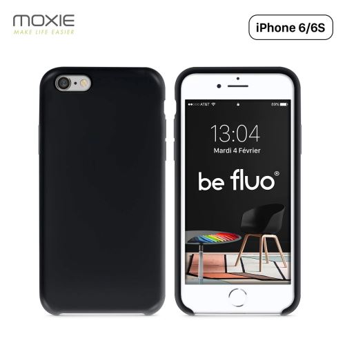 Coque iPhone 6/6S Moxie BeFluo® Coque Silicone Liquide Fine et Légère, Anti-chocs et Anti-rayures - Noir