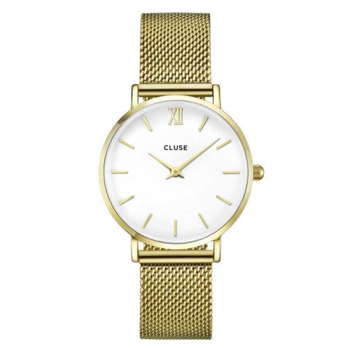 CLUSE Minuit Mesh Gold/White 33mm montre CL30010