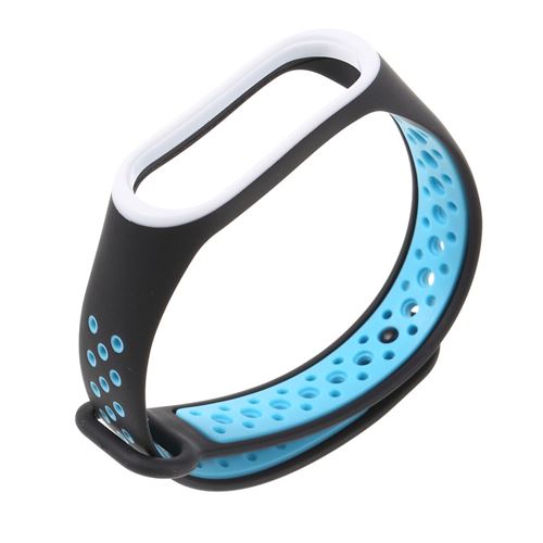 Bracelet en silicone deux tons souple noir / bleu pour votre Xiaomi Mi Band 3