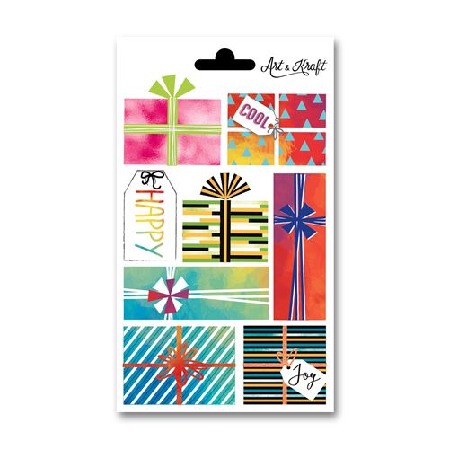 8 stickers de fermeture x 2 planches - Motifs cadeaux