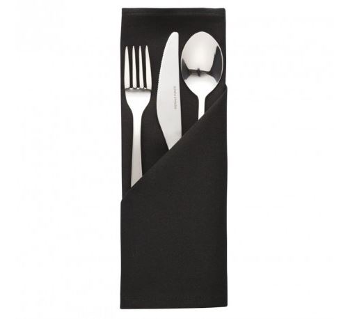 Serviette noire en polyester 510 x 510 mm - x 10 -