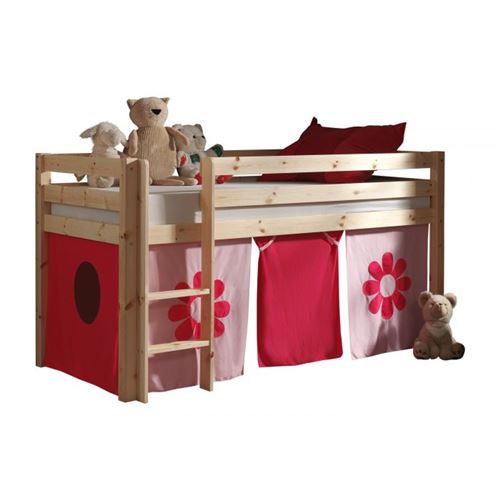 Lit enfant mezzanine+housse Pink Flower bois - PINO