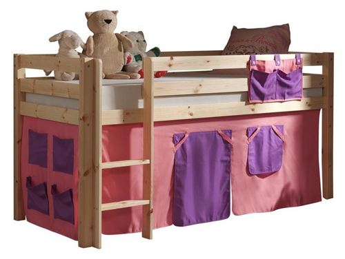 Paris Prix - Lit Enfant pino Rose 90x200cm Naturel