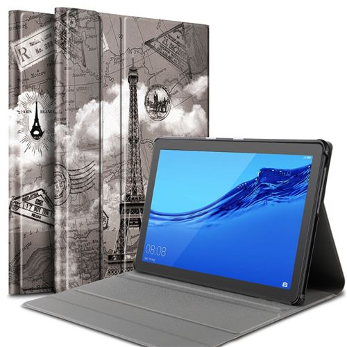 Etui en PU impression de motif de texture de litchi avec support la tour pour votre Huawei MediaPad T5 10.1